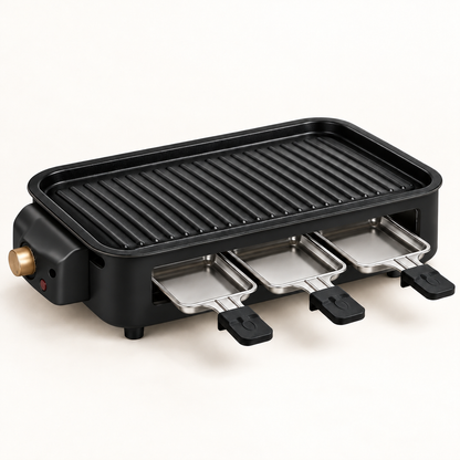 2-in-1 Small Smokeless Electric Indoor BBQ Grill with Versatile Cooking Options