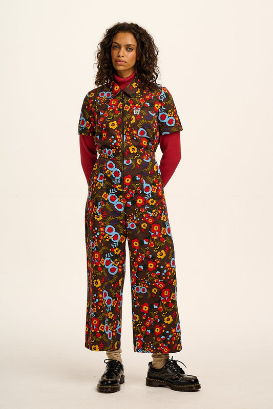 Ragan - Cotton Jumpsuit in Follow Trails Floral Print