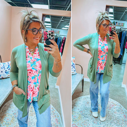 Keep On Going Cardigan - Olive