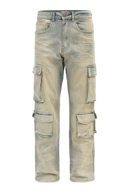 Men's Relaxed Fit Washed Utility Cargo Pants