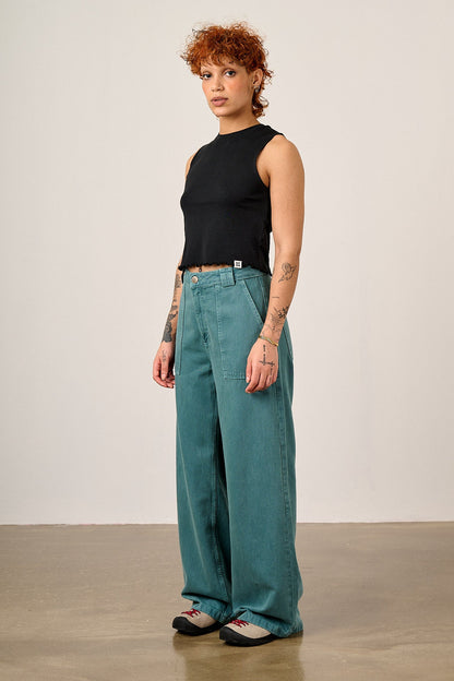 Delores - Wide Leg Denim Jeans in Pagoda Blue