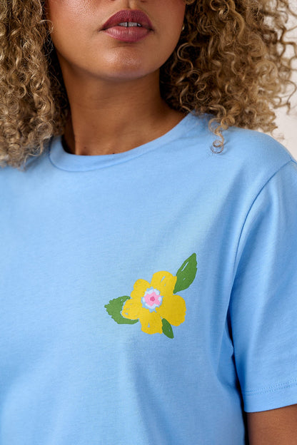 Denver - Cotton T-Shirt in Blue Bloomin' Flowers Print