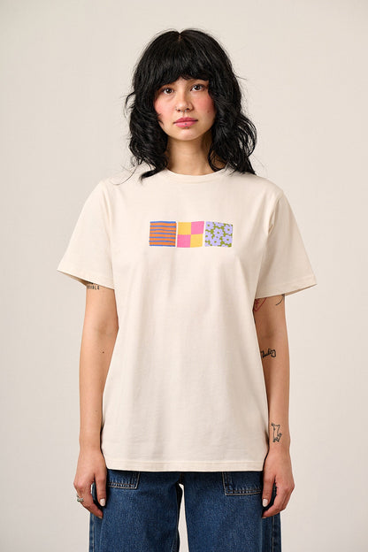 Denver - Cotton T-Shirt in Floral Checkerboard Print