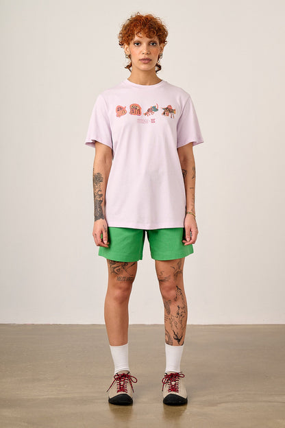 L.E Denver - Cotton T-Shirt in Arthouse & Yak: Lilac Fantasy Animals