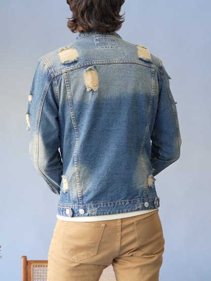 Distressed Faded Denim Jacket