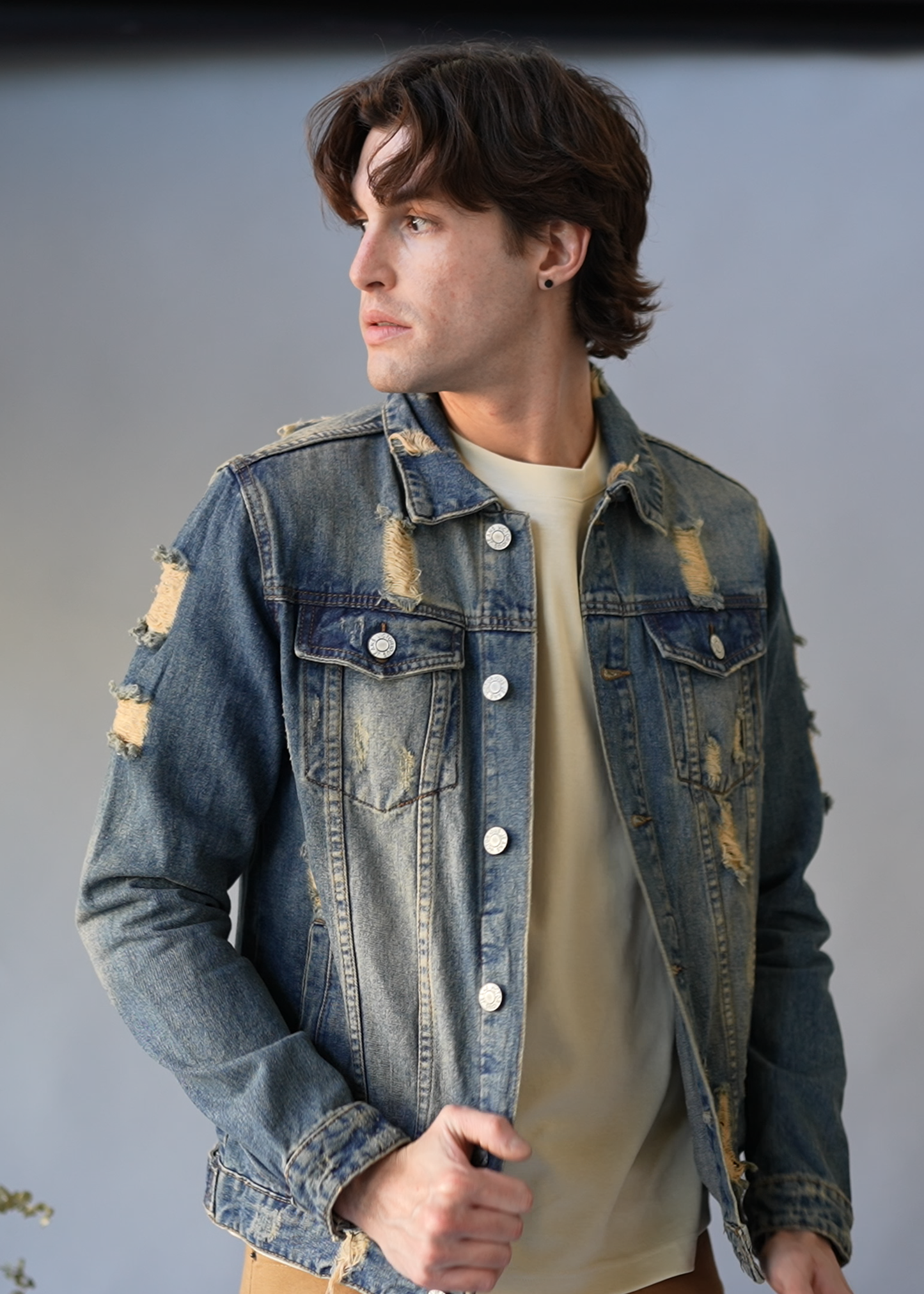 Distressed Faded Denim Jacket
