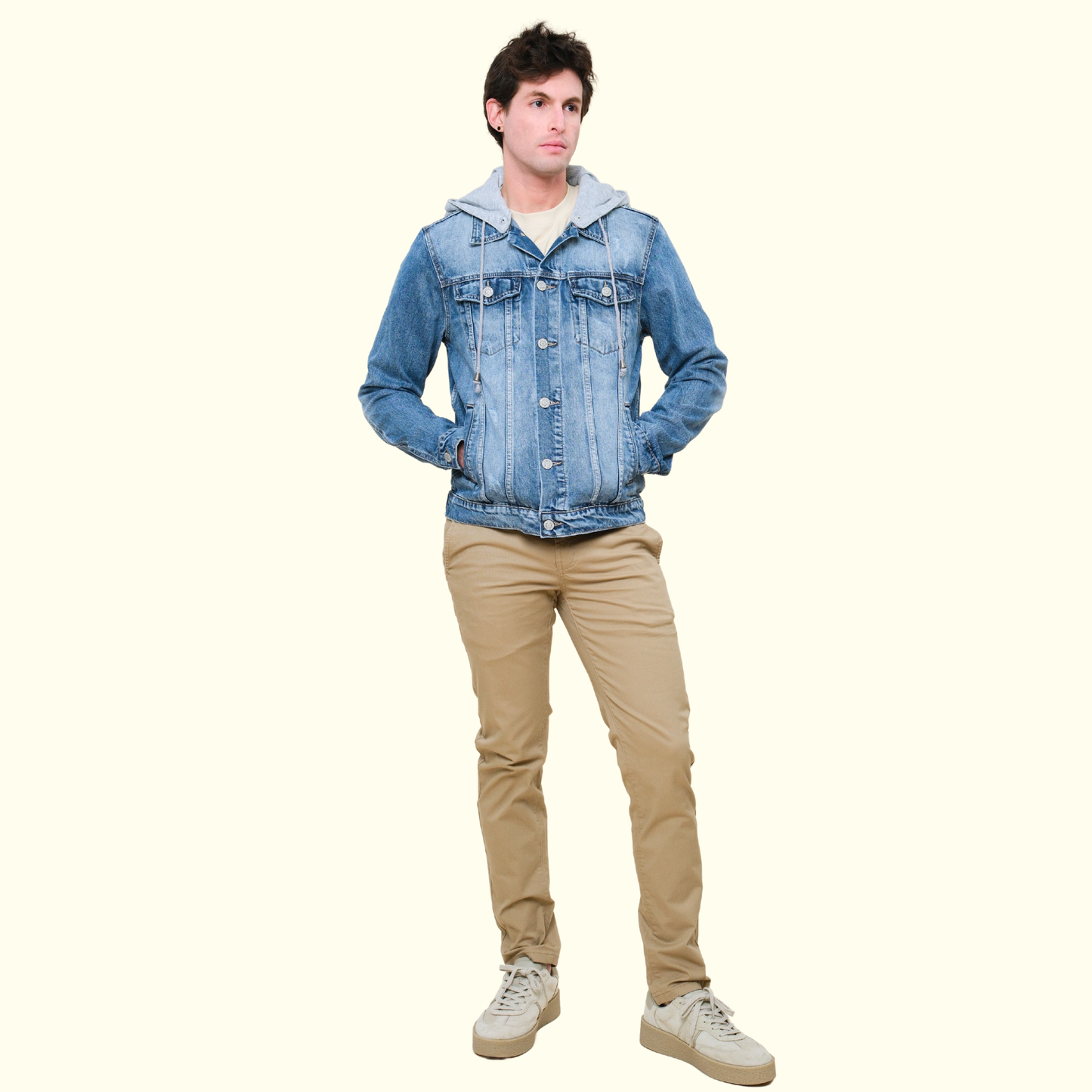 Layered Hooded Denim Jacket