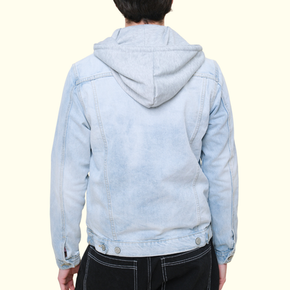 Layered Hooded Denim Jacket