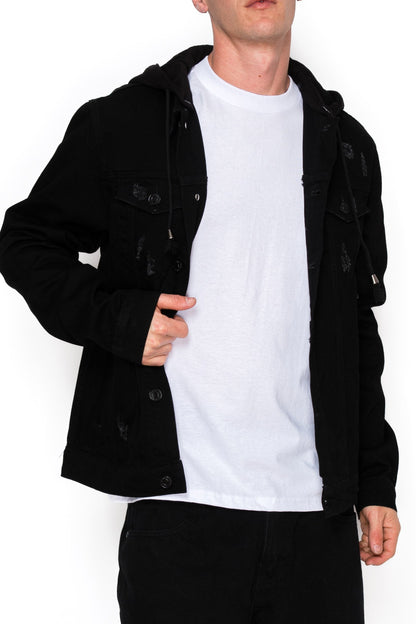 Layered Hooded Denim Jacket