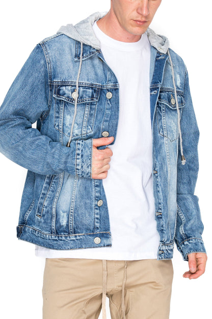 Layered Hooded Denim Jacket