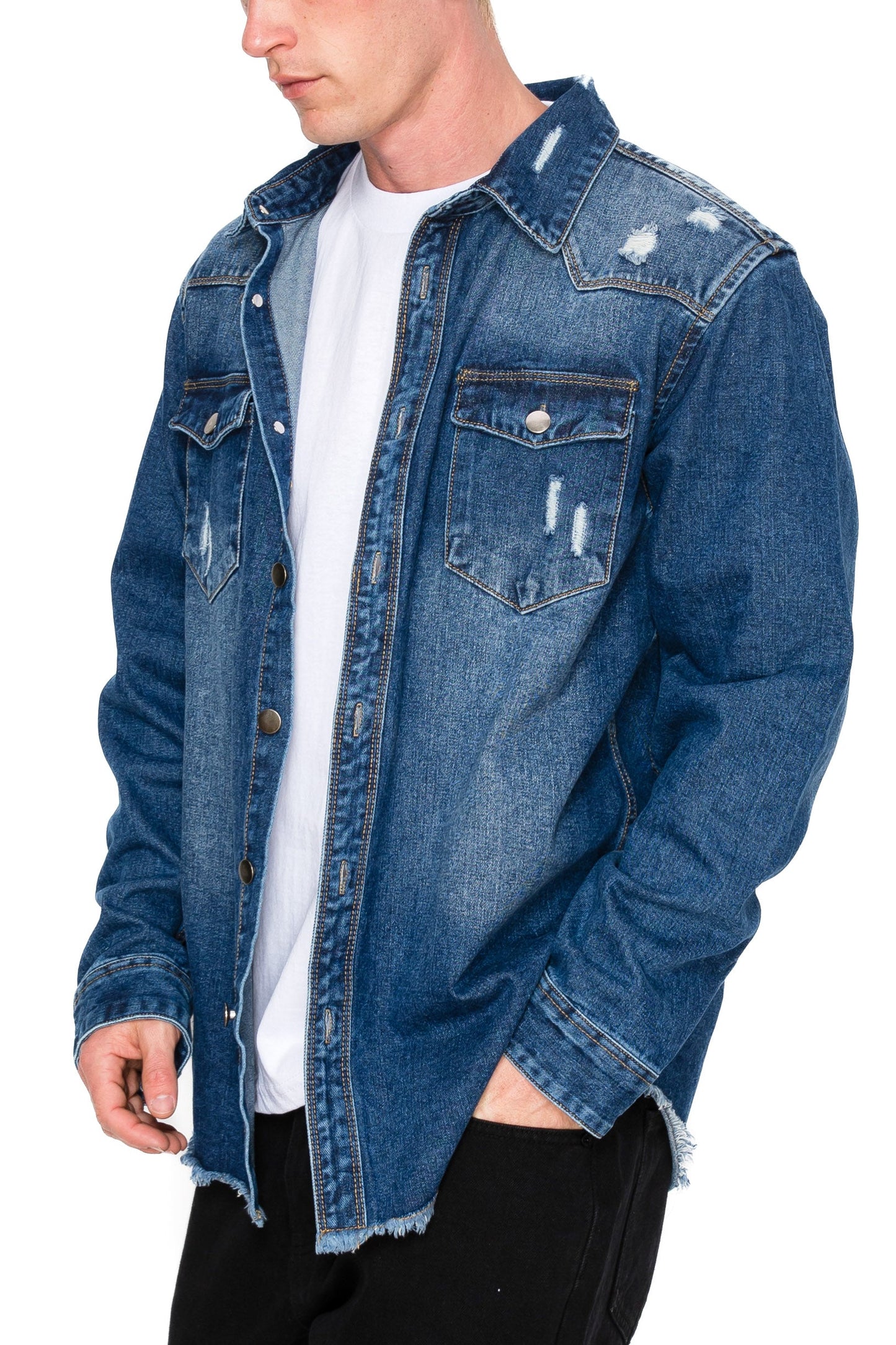 Ripped Denim Overshirt