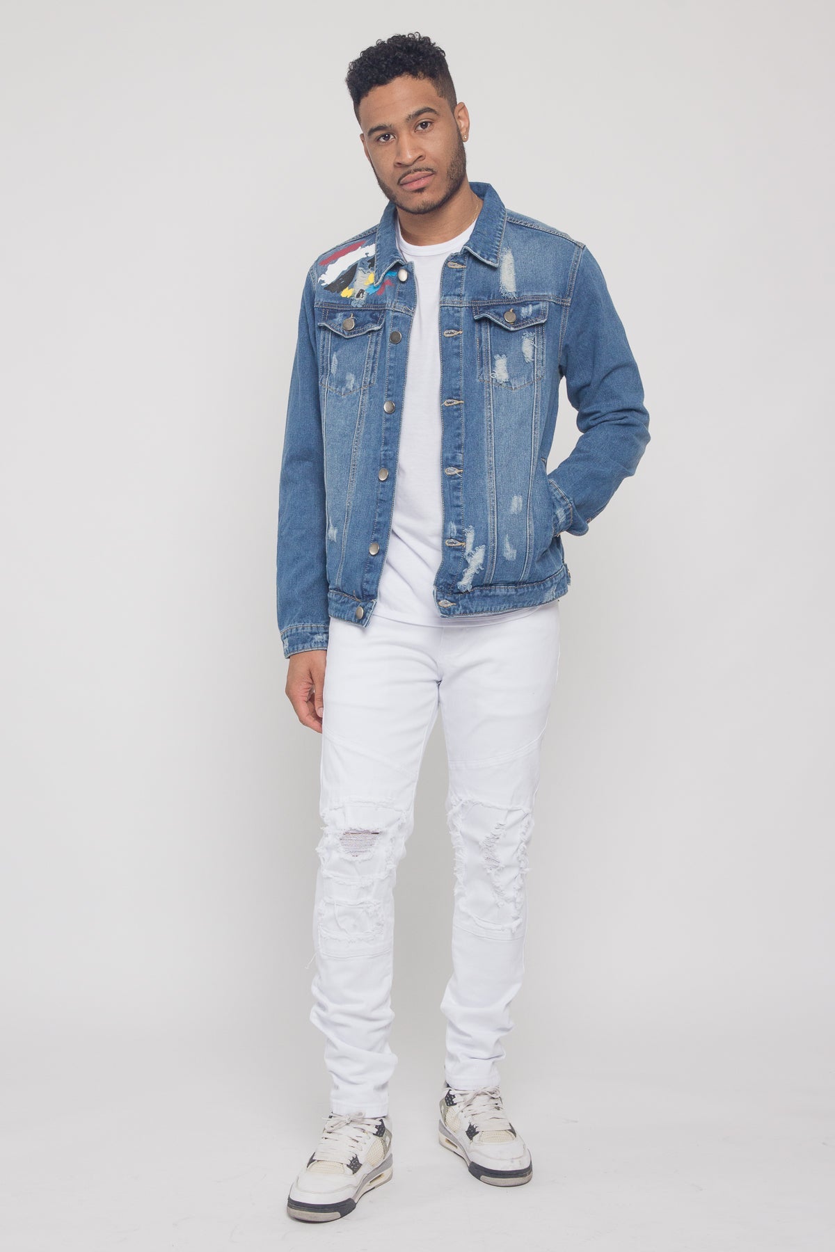 Colorful Painted Tiger Denim Jacket