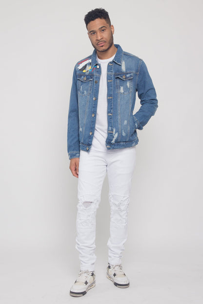 Colorful Painted Tiger Denim Jacket