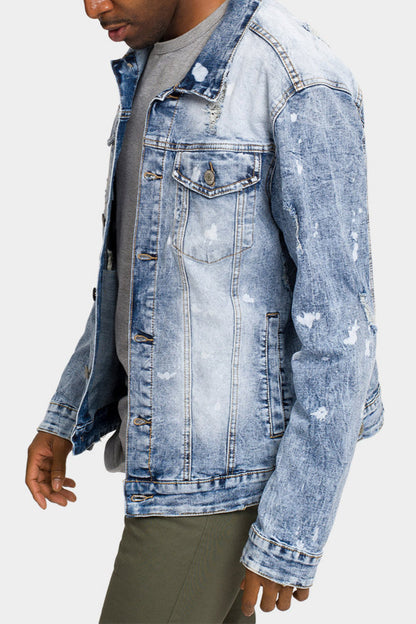 Acid Bleached Distressed Denim Jacket