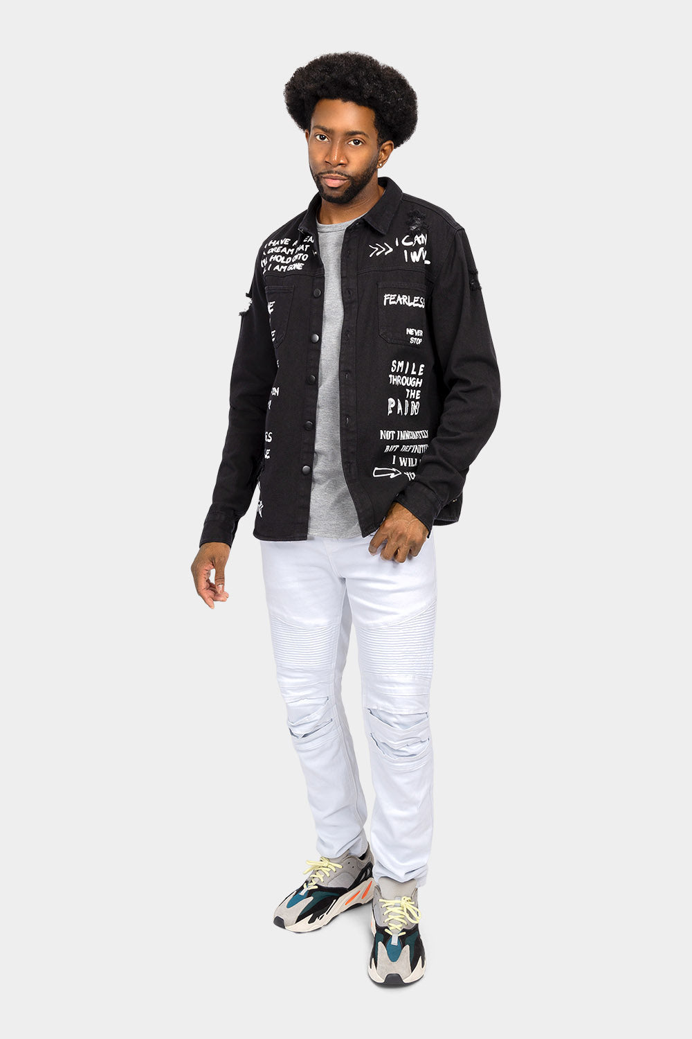 Who I am Button Down Denim Shirt Jacket