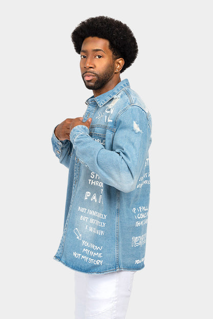 Who I am Button Down Denim Shirt Jacket