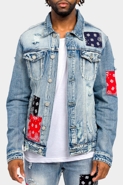 Bandana Paisley Patch Denim Jacket