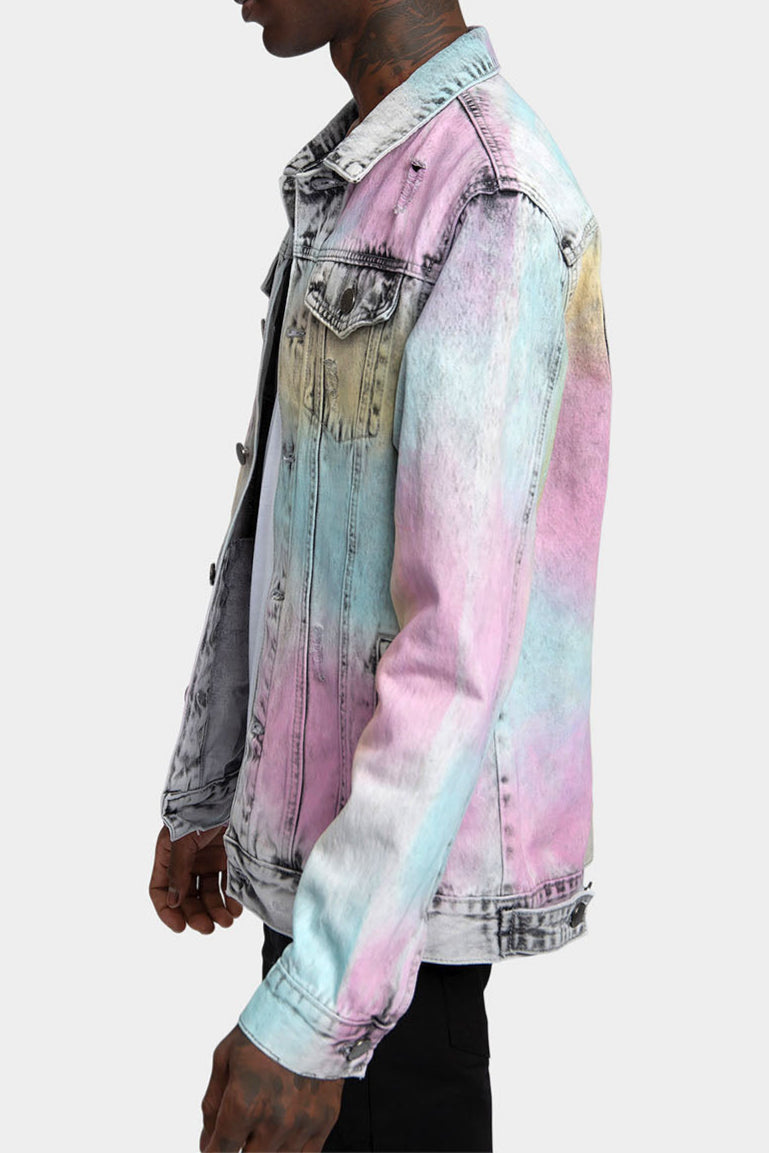 Multi Color Airbrushed Denim Jacket