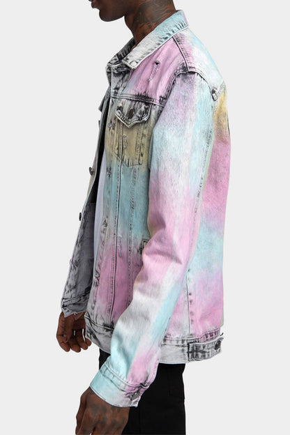 Multi Color Airbrushed Denim Jacket
