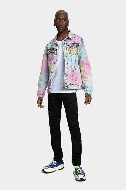 Multi Color Airbrushed Denim Jacket