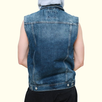 Detachable Hood Denim Vest