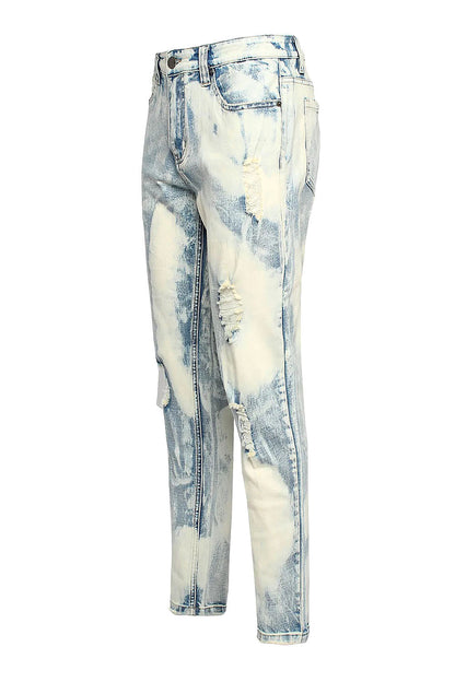 Men's Splatter Bleached Distressed Denim Jeans