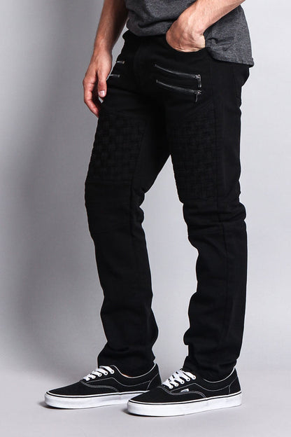 Basket Weave Biker Twill Jeans