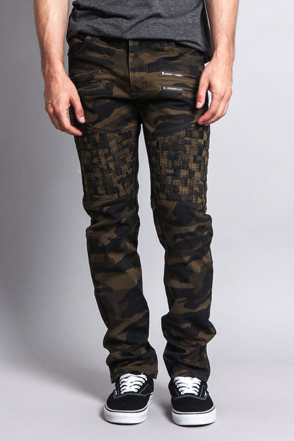 Basket Weave Biker Twill Jeans