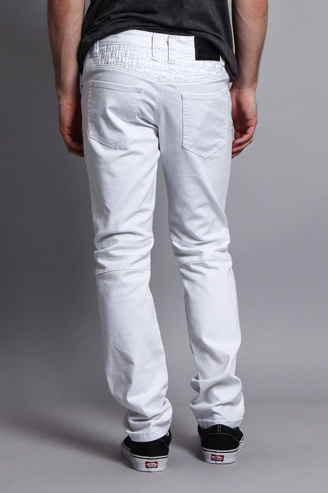 Basket Weave Biker Twill Jeans