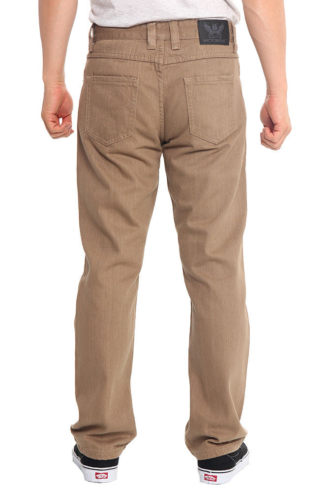 Men's Straight Fit Colored Denim Jeans (Dark Khaki)