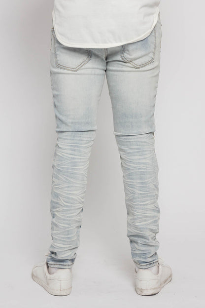 Creased Biker Denim Jeans