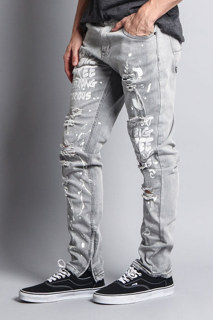 Scribbled Bleach Washed Jeans