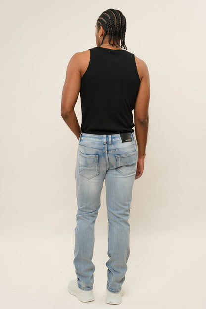 Faded Ripped Repair Denim Jeans