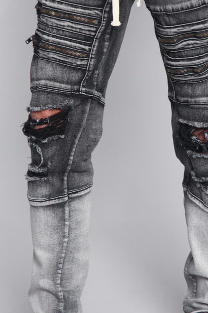 Distressed Dip Dyed Denim Jeans