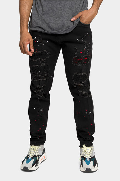 Paint Splattered Skinny Denim Jeans