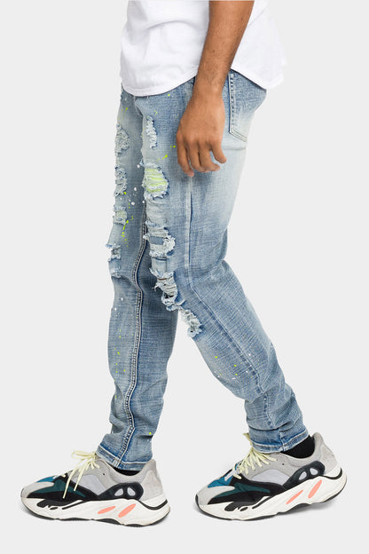 Paint Splattered Skinny Denim Jeans