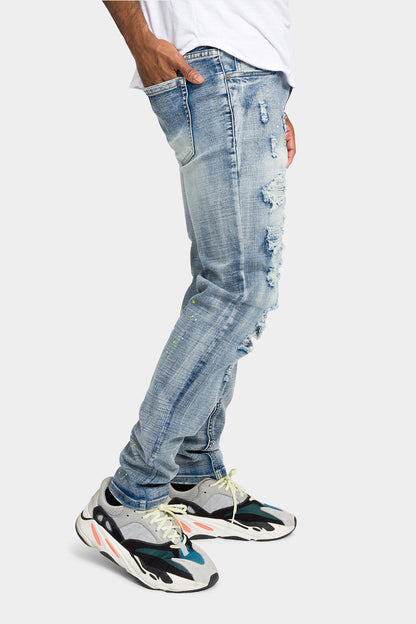 Paint Splattered Skinny Denim Jeans