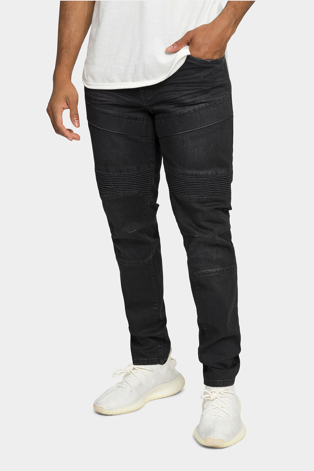 Stitch Stacked Moto Biker Denim Jeans