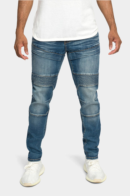 Stitch Stacked Moto Biker Denim Jeans
