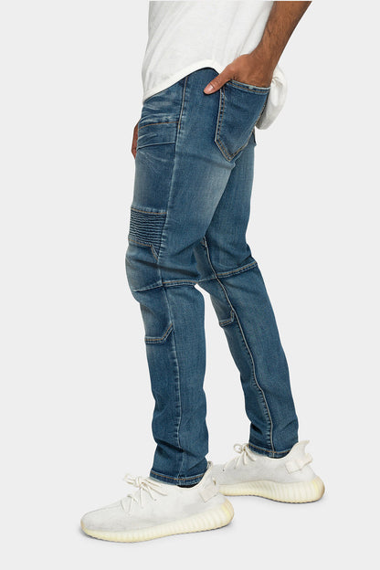 Stitch Stacked Moto Biker Denim Jeans