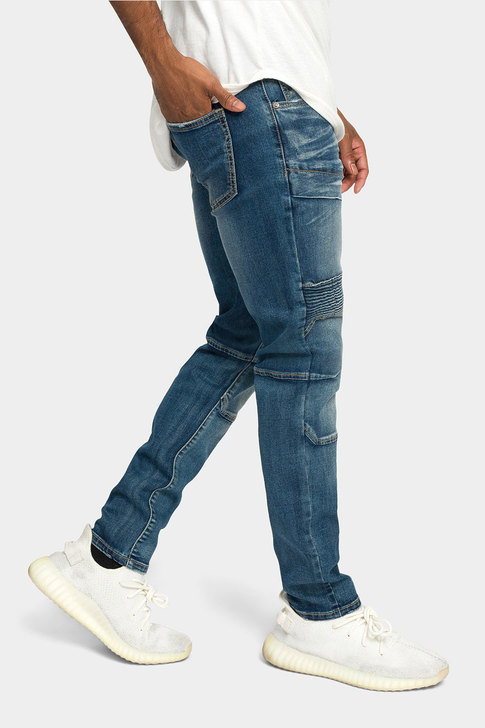 Stitch Stacked Moto Biker Denim Jeans