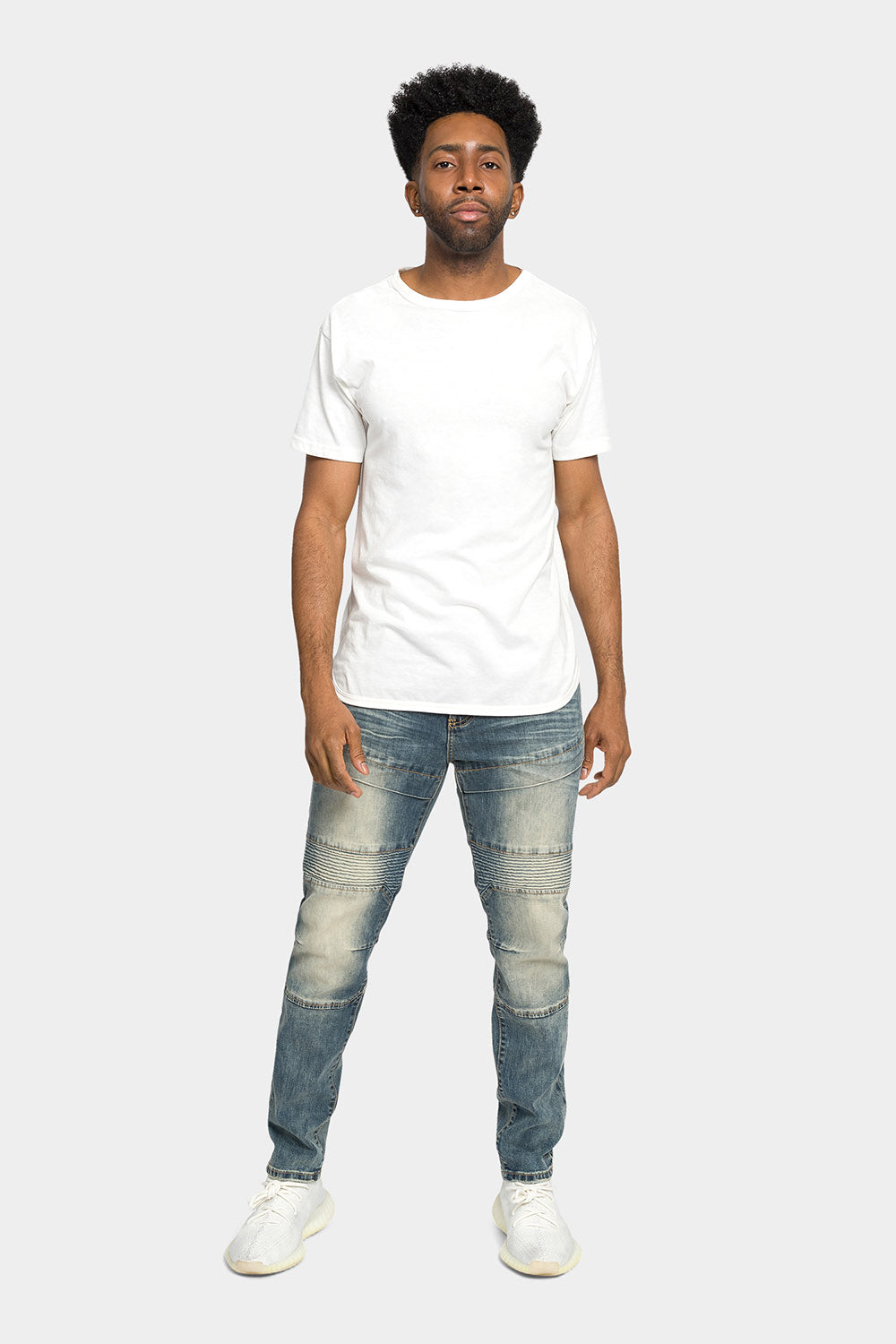 Stitch Stacked Moto Biker Denim Jeans