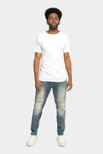 Stitch Stacked Moto Biker Denim Jeans