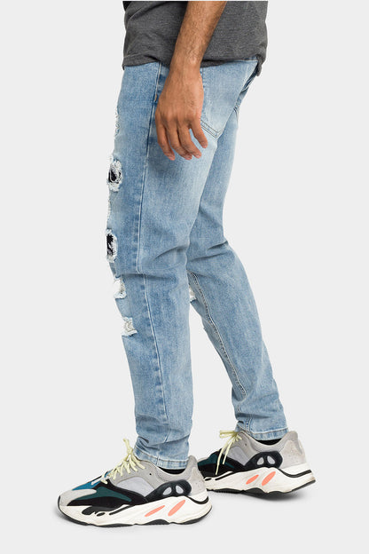 Distressed Bandana Paisley Patched Skinny Jeans