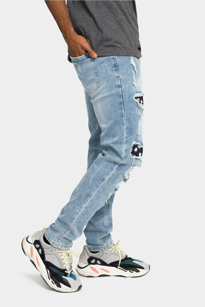Distressed Bandana Paisley Patched Skinny Jeans