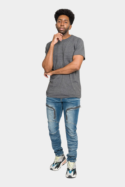 Moto Zipped Skinny Cargo Denim Jeans