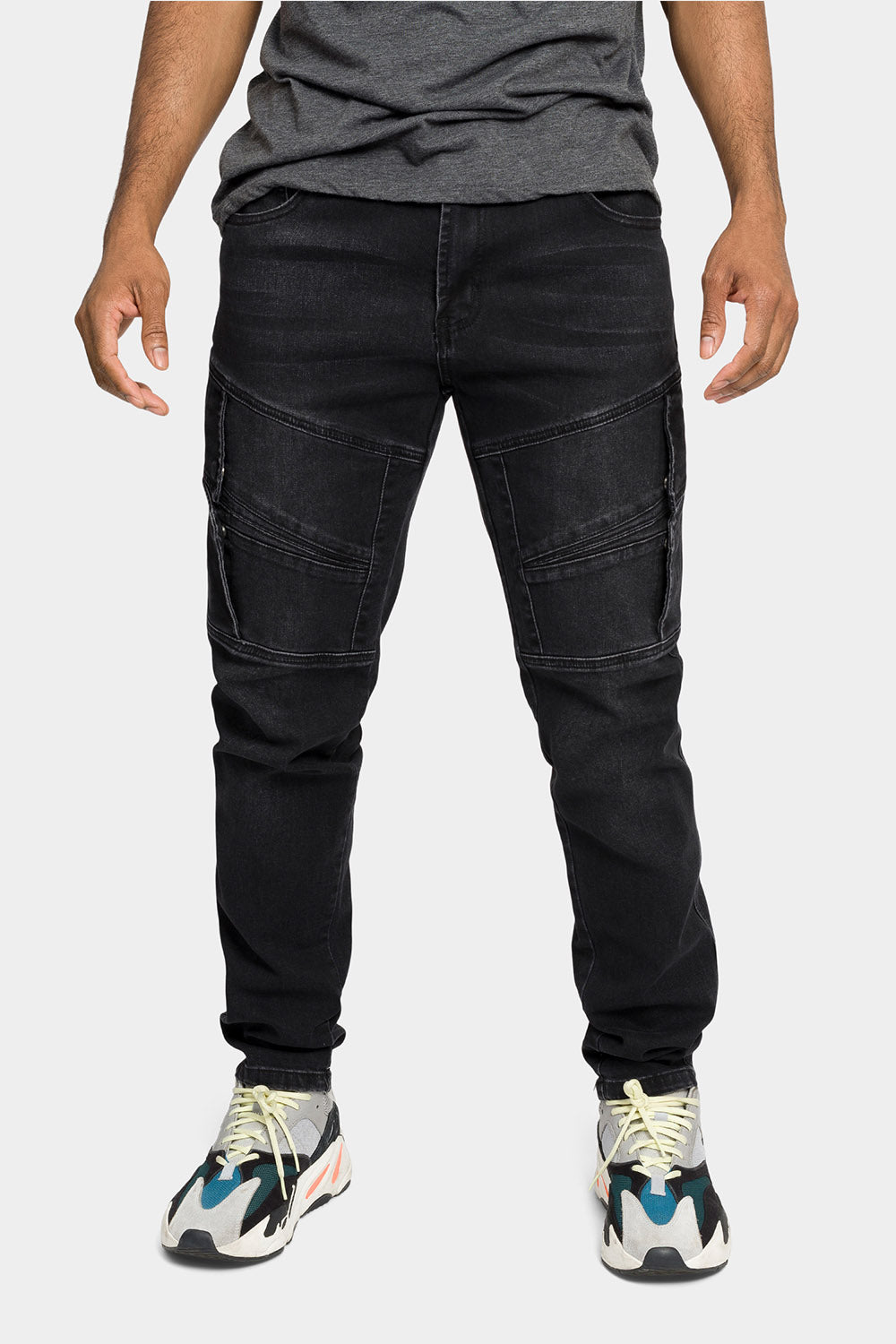 Moto Ribbed Skinny Denim Jeans