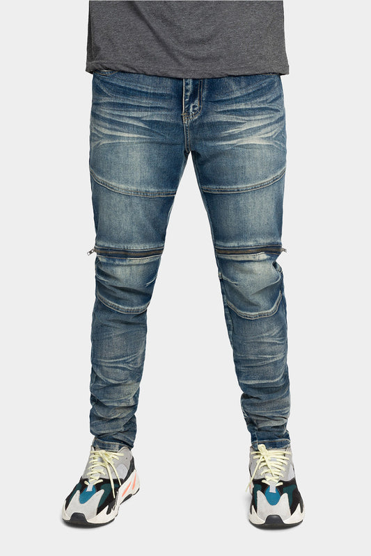 Moto Zipper Skinny Denim Jeans