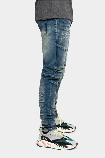 Moto Zipper Skinny Denim Jeans