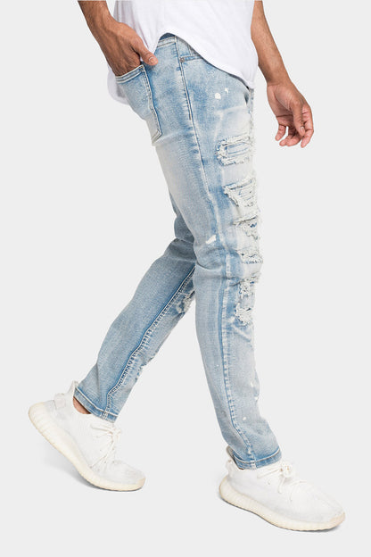 Distressed Patched Super Skinny Jeans